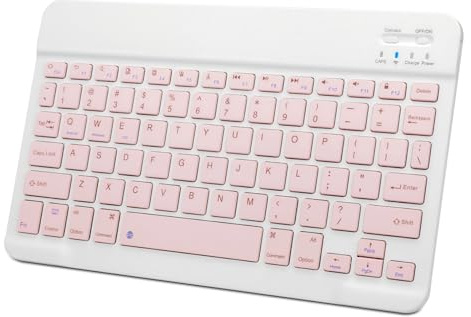 EDIVIA Wireless Portable Bluetooth Keyboard,Rechargeable Slim Mini Keyboard for Apple iPad iPhone,Fire Max 11 Fire HD 10,Samsung Tablet Phone Smartphone iPadOS iOS Android (10 Inch Pink)