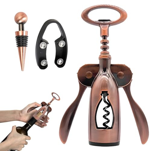 Tire-bouchon manuel ancien et durable avec poignée en acier inoxydable pour bars, restaurants, cuisines, restaurants et amateurs de vin.