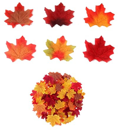 300 Stück Künstliche Ahornblätter Simulierte Ahornblattpflanze Blätter Deko Herbst Ahornblatt Herbstblätter Künstliche Blätter Herbstdekoration Ahornblätter Deko 6 Farben für Innen Außendekoration