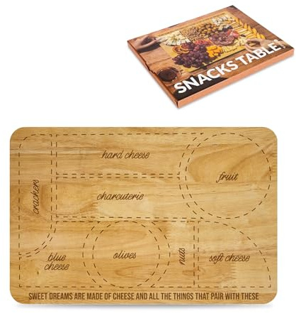 Fisura – Tabla de quesos de madera de bambú. Bandeja de madera para queso y aperitivo. Tabla para aperitivos. Servir snacks. Tablero grande para picoteo. 40 cm x 30 cm