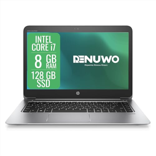 HP EliteBook Folio Pc Portatile Notebook Intel Core i7 6th, Ram 8Gb, SSD 128Gb, Display da 14, WiFi, Windows 11 Pro + Libre Office (Ricondizionato)
