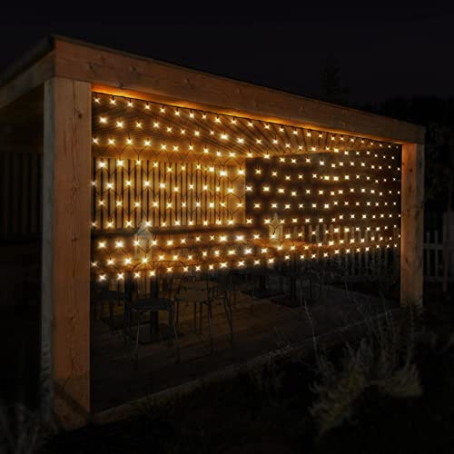 ECD Germany LED Lichternetz mit 320 Warmweiße LEDs, 3x1,5 m, Weihnachten LED Lichtervorhang Lichterkette Weihnachtsbeleuchtung Lichterkettenvorhang, für den Innen- und Außenbereich, IP44 Wasserdicht