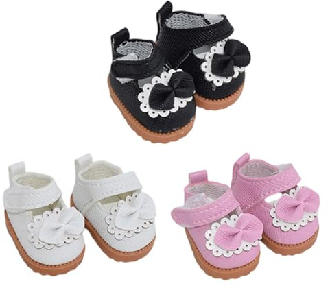 Elnwnnkc 3 Pares De Zapatos para Muñecas 15-17cm 5CM Zapatos PU Muñecas Colores Calzado Calzado para Niños Accesorios Regalo Cumpleaños Y Navidad