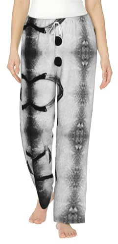 ETASUIOL Ishockey konsttryck mode kvinnors flanellpyjamasbyxor, perfekt för jul och vardagskläder, Svart, XXL