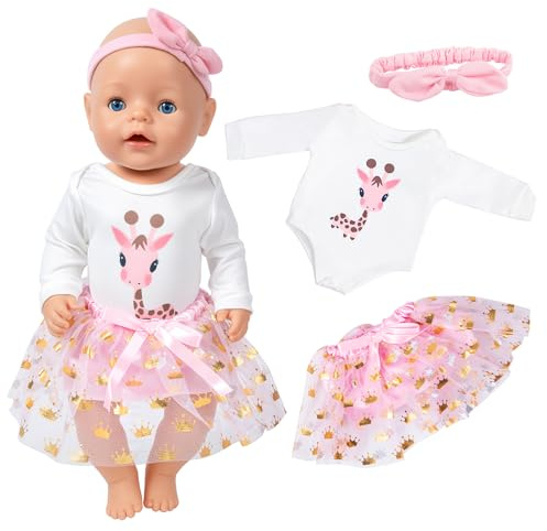 Kuvarix Ropa para Muñecas Bebé de 35cm-43cm, Ropa Bebe Reborn, Conjunto de Ropa de Muñeca con Gorro, Calcetines,Mangas Largas Pantalones y Babero, para Recién Nacido Muñecas Niñas Cumpleaños(B)