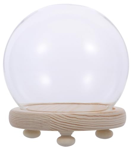 Tofficu Micro Paysage Verre Dôme Protecteur avec Socle Naturel pour Décoration et Présentation Objets Précieux