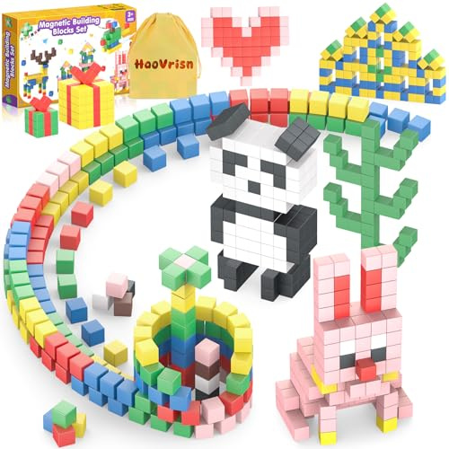 HaoVrisn Magnetische Bausteine Kinderspielzeug, 108 Stück Magnetbausteine Spielzeug Kinder ab 3 4 5 6 7 Jahre, Magnetic Building Blocks für Kinder, Geschenk Junge & Mädchen 3-7 Jahre (2.5CM*2.5CM)
