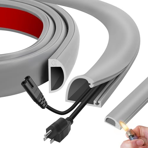 Flame-Retardant 1m Cable Trunking for TV & Garden Cables Silicone Flexible Trunking Fits 2-5 Cords, Self-Adhesive Trunking for Electric Cables for Home Office, Walls & Floors(Grey,27mm)