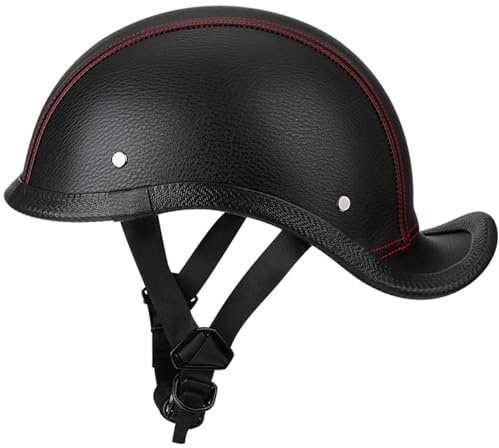 Caschi Cromwell Pelle Vintage Caschi Jet E Demi-Jet Moto ECEDOT Omologato Aperto Casco Retrò Moto Casco Mezzo Scodella Per Adulti Uomini Donne Biker Cruiser Scooter Touring B,M:57-58CM