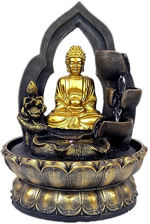 Fuente de mesa para interiores, fuente de agua de Buda para meditación zen y decoración de oficina en casa