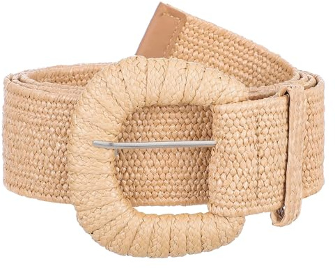 Yolev Stroh Taillengürtel Damen Breit, Elastischer Breiter Gürtel Damen für Kleid, Sommer Boho Hüftgürtel aus Rattan und Raffia