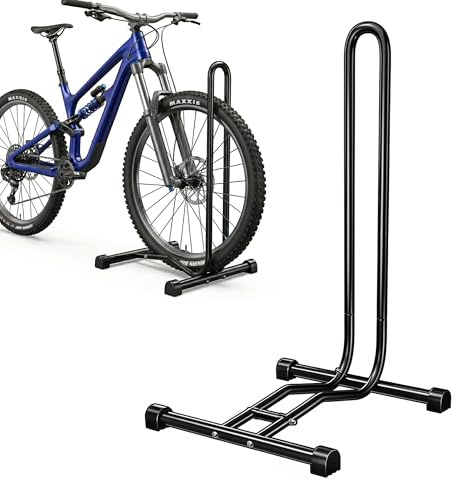 Support vélo Relaxdays au sol, pneus jusqu'à 2,5 pouces, support d'exposition roue avant ou arrière, acier, noir | support d'exposition roue avant ou arrière, acier