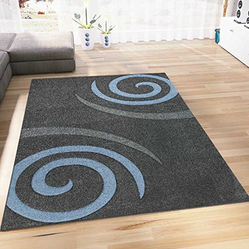VIMODA Teppich Teppiche in Blau Grau Kreisel, Maße:80x150 cm