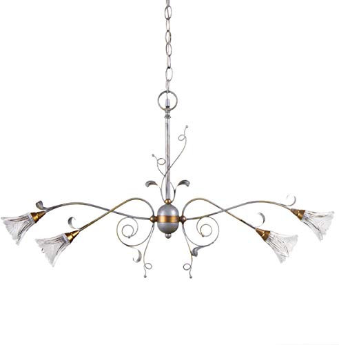 Helios Leuchten 213412 Florentiner Pendelleuchte Pendellampe antik-silber | florale Lampe Leuchte handbemalt | Kronleuchter Hängelampe Landhausstil | echtes Bleikristall