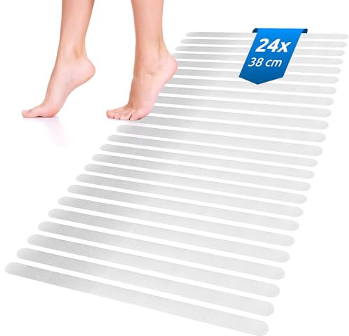 ECENCE Non-slip strip Stickers for shower & bathtub, 12pcs Shower Sticker, shower inlays, bath insert Transparent, self-adhesive Non-Slip Stickers
