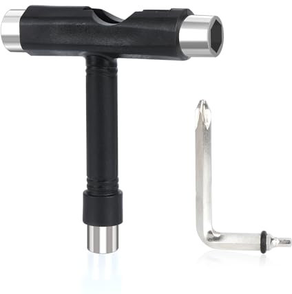 YOUSHARES T-Tool Schraubenschlüssel, All-In-One Multifunktions -Skate-Tool T-Werkzeug Skateboards,Longboard Miniboard T Typ, Roller Skating Multi-t Werkzeug neu, schwarz T-Tool Skateboard