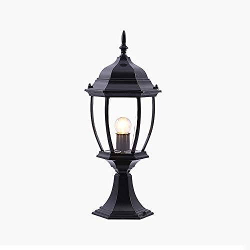 Sockelleuchte Vintage Retro E27 Schwarz Aluminium Und Glas Landschaft Rasen Lichter Laterne Tischleuchte Lampe IP55 Wasserdichte Villa Türpfosten Zaun Säule Straßenlaterne