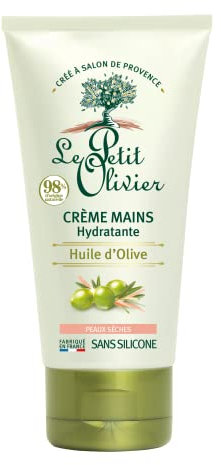 LE PETIT OLIVIER- Crème Mains Hydratante - Huile D'Olive - Hydrate, Adoucit & Apaise - Peaux Sèches - 98% D'Origine Naturelle - Sans Silicone - Fabriqué en France - 75 ml