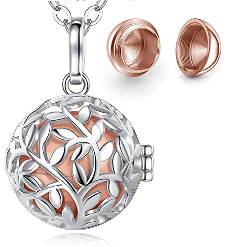 EUDORA Collana urna per ceneri cremazione gioielli ceneri collana gabbia con ciondoli a sfera per ceneri collana ricordo umano animale domestico regalo commemorativo, 61 cm