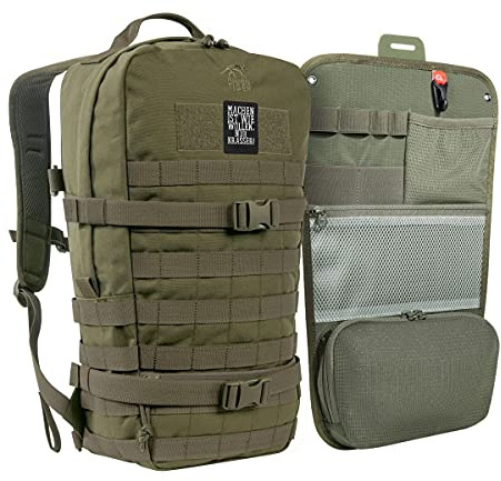 TACWRK x Tasmanian Tiger TT Essential Pack L + TT Organizer Panel Rubber Patch - Bundle 15 Liter Daypack Rucksack + Organizer + Rubber-Patch, Oliv