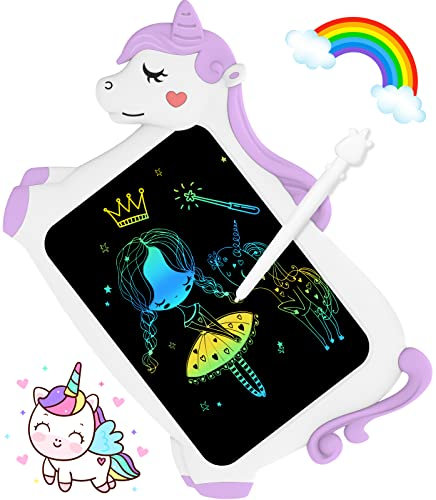 Unicornios Juguetes Regalos Niños Niñas - 10 Pulgadas Tableta Escritura LCD Juegos Educativos Juguetes Niñas 3 4 5 6 7+ Años, Pizarra Infantil Regalos Cumpleaños Unicornios para Niñas Tablet Grafica