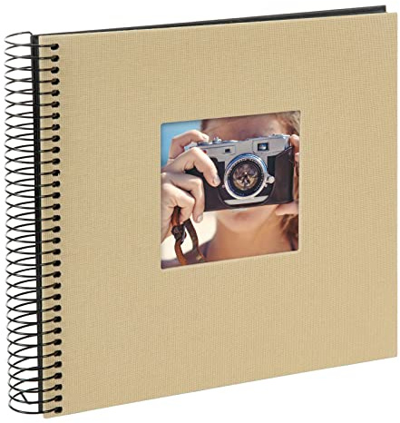 goldbuch 12 506 Spiralalbum Bella Vista Beige, Fotoalbum 20 x 20 x 2,7 cm | Quadratisches Fotobuch mit beigem Leinen-Einband, Bildausschnitt & 40 schwarzen Seiten, Album für 40 Bilder, Made in Germany