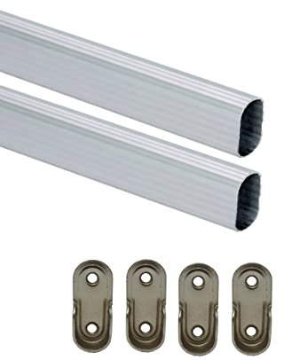 HOOZ 2x Kleiderstange für Schrank 100cm, Kleiderschrank Stange für Pax, Vielseitig Einsetzbares Kleiderstangen, Ovales Metall Schrankrohr in Verschiedenen Größen (inkl. 4x Halter)