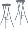 Relaxdays Set de 2 Taburetes Altos para Cocina, Banquetas de Bar, Plegables, Plástico, Acero, 80 x 34 x 45 cm, Gris