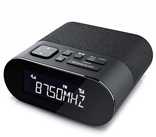 CSL - DAB+ Radiowecker DAB, UKW, Uhrenradio, Wecker mit Zwei einstellbaren Weckzeiten, Snooze-Funktion, Sleeptimer, dimmbares Display, schwarz