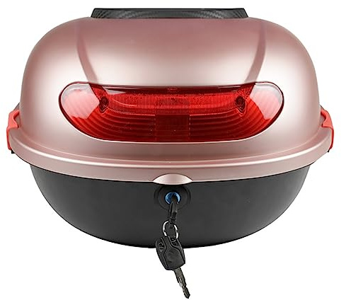 JUNNIU Caja Superior Trasera de la Motocicleta Caja Superior del Maletero de la Cola Caja Impermeable del Maletero del Equipaje de la Vespa para el Equipaje del Casco de la Tienda, con 2 Llaves, Tira