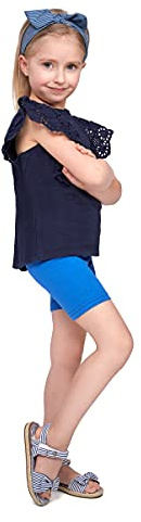 hi!mom Leggings Courts d'école pour Filles en Coton Riche 1/2 Longueur pour Uniforme Scolaire I Leggings en Coton pour bébés Enfants Pantalons Courts élastiques, 2-13 Ans