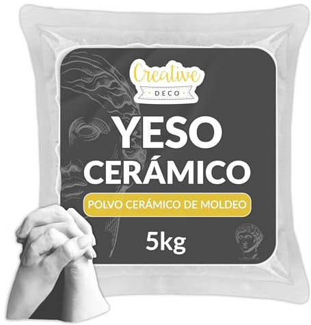 Creative Deco Gießpulver weiß | 5 kg | Keramik Gießmasse | Gips zum Gießen | Reliefgießpulver Modelliergips | Zum Modellieren | Geruchlos