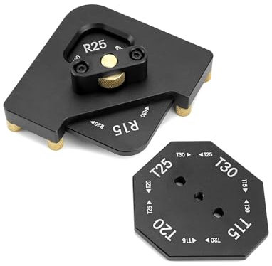 QWORK® Frässchablonen-Set für Oberfräse, Schablone Holzbearbeitung Radius Jig Oberfräse Schablone aus Aluminium, R15/20/25/30+T15/20/25/30