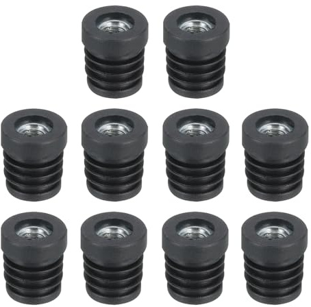 QUARKZMAN 10 Stück schwarz Einsätze für Rundrohre mit M8 Gewinde, für 19mm/0,75 Rohraußendurchmesser, Gewindebuchsen Kunststoff, für Rollen-Einsatz, Stuhlbein-Endkappen, Möbelbein-Stopfen