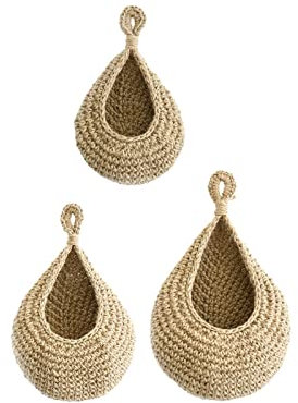 rockible 3er Set Gemüse-Obstkörbe aus Jute für, Brown