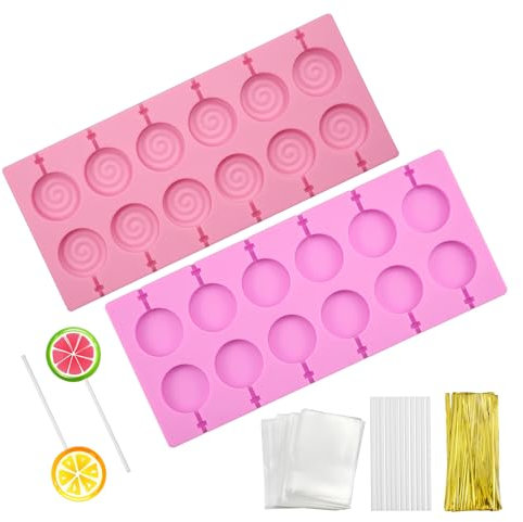 duisoad 2 Stück Silikon Lollipop Form Cake Pop Silikonform Runde Lutscherform aus Silikon Cake Pop Formen für Süßigkeiten, Schokolade, Keksen und Gelees