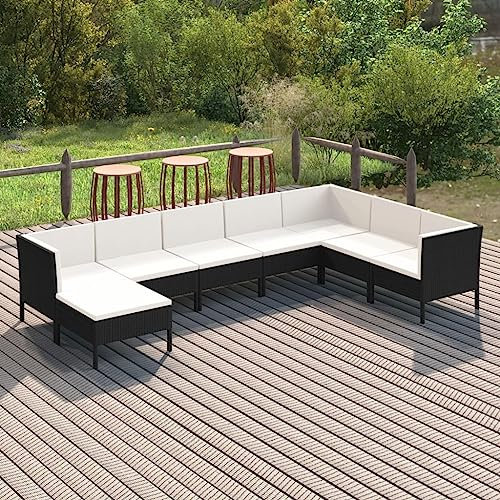DYRJDJWIDHW europaletten,gartenmöbel Set,palettenkissen,8-TLG. Garten-Lounge-Set mit Auflagen Poly Rattan SchwarzGeeignet für Garten, Swimmingpool, Wohnzimmer, Terrasse