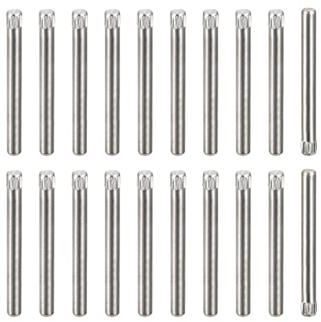 QUARKZMAN 3,1x35mm 304 Edelstahl Zylinderstifte, 40 Stück gerändelter Kopf Flach abgeschrägter Endstift, Zylindrischer Stift zur Positionierung von Bettenregalstützen