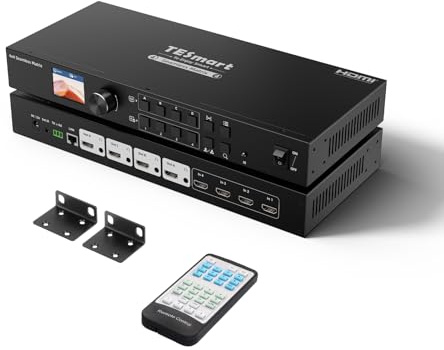 TESmart 4x4 Seamless HDMI Matrix Switch 1920x1080@60Hz Fernsteuerung, unterstützt Audio Splitting, Preview Mode, RS-232, LAN Steuerung, Rename Port