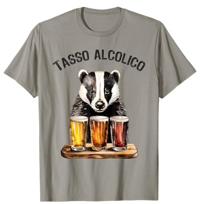 Tasso Alcolico Divertente Animale Beve Birra Maglietta