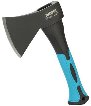 10” Outdoor Hatchet Forged Carbon Steel Heat Treated Hand Tool, Fiberglass Shock Reduction Handle with Anti-Slip Grip, Blue
