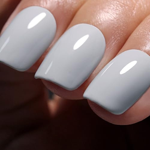 Ozzeal Light Grey Gel Nail Polish,1 Pcs 15ml, Autumn Winter Soak off LED UV Gel Polish Art Starter Manicure Salon DIY Nail at Home for Girl Women