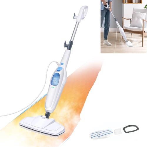 Steam Mops for Floor Cleaning, Handheld Steam Cleaner with 400ml Water Tank & 4.8m Power Cord for Furniture Couch, Hardwood Laminate Tile Floor Steamer with 2 Reusable Pads