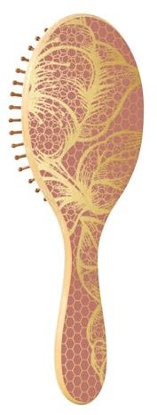 Wooden Hair Brush Vintage Floral Rose Gold Paddle Hairbrush For Women Wood Hair Brushes For Women Wooden Massage Brush