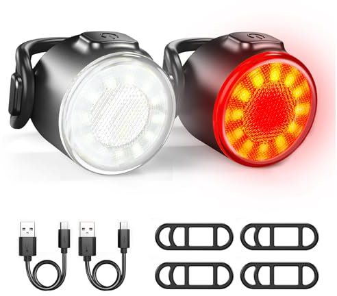 Mucek 2 Stück Kinderwagen Licht, Kinderwagen Beleuchtung, Kinderwagenlichter LED mit weißem rotem Licht, USB Wiederaufladbares Licht Kinderwagen, Kinderwagen Beleuchtung Zubehör für Alle Kinderwagen