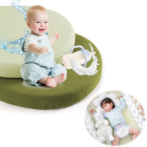 Fosoloni 2er Pack 80 x 42 cm Spannbettlaken Baby, Stubenwagen Matratze, Beistellbett Baby Matratze, Atmungsaktive Kinderwagen Matratzenbezug für Jungen und Mädchen