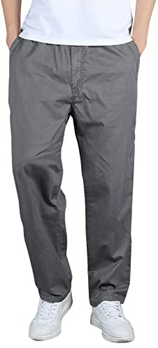 Arbeitshose für Herren, Stretch-Passform, Cargohose für Herren, eng anliegend, Baumwolle, Jogginghose, einfarbig, Sweathose, lässige Sporthose, leicht, gerades Bein, flache Vorderseite, Hose,