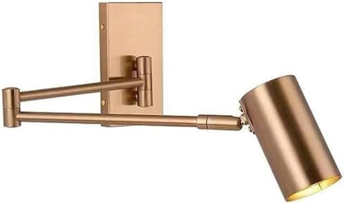 Lampade da Parete industriali per Interni con Braccio Lungo Girevole, Lampada Dorata con Braccio Regolabile, Lampada allungabile, Montaggio a Parete, Camera da Letto, Testa