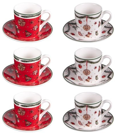 Table Passion - Coffret de 6 tasses et sous tasses à café Bells 10 cl