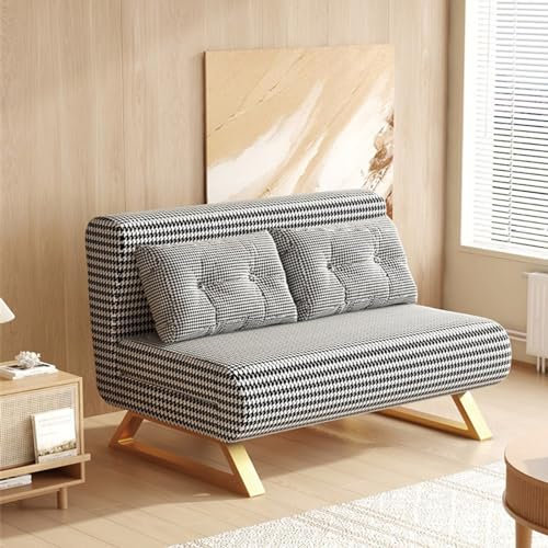 Schlafsofa mit Hahnentrittmuster, moderner 3-in-1-Multifunktions-Klappstuhl, mit verstellbarer Rückenlehne und Memory-Schaum, wandelbare Couch